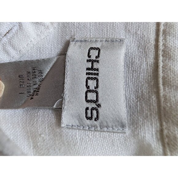 Chicos White Linen-Blend Button-Down Tunic Shirt Size 1 M - Picture 5 of 8